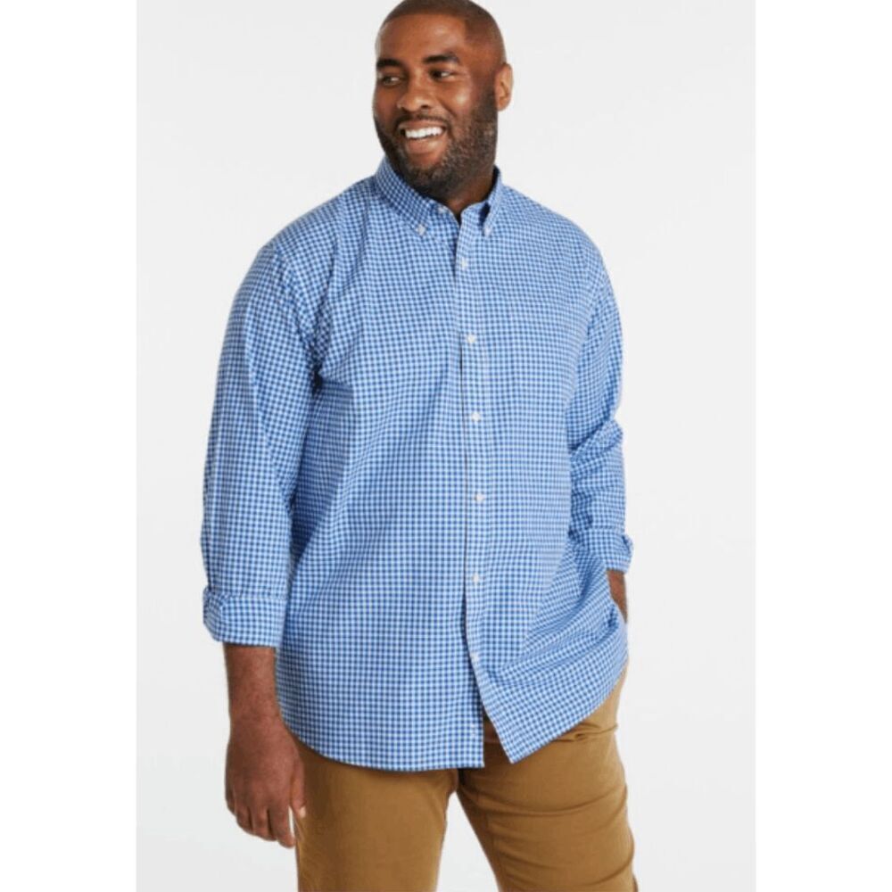 L.L. Bean Wrinkle-Free Kennebunk Sport Shirt Traditional Fit Check Size 18-35